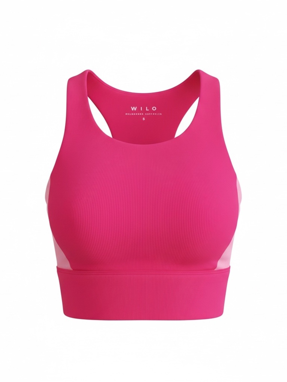 WILO Ribbed Hot Pink High Neck Sports Bra NWT Size Small